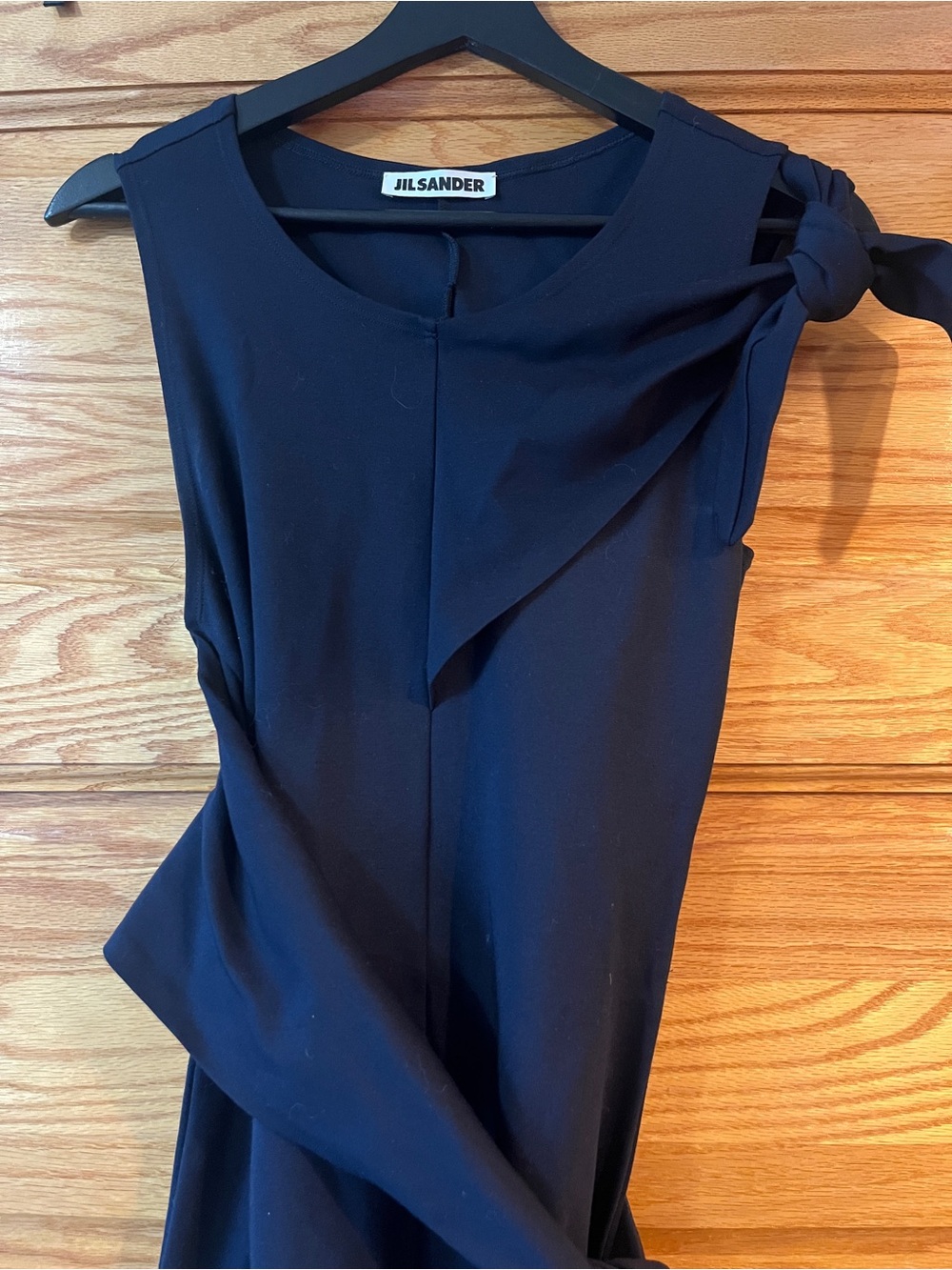 Jil Sander Navy Sleeveless Tie-Waist Midi Dress - Picture 3 of 5